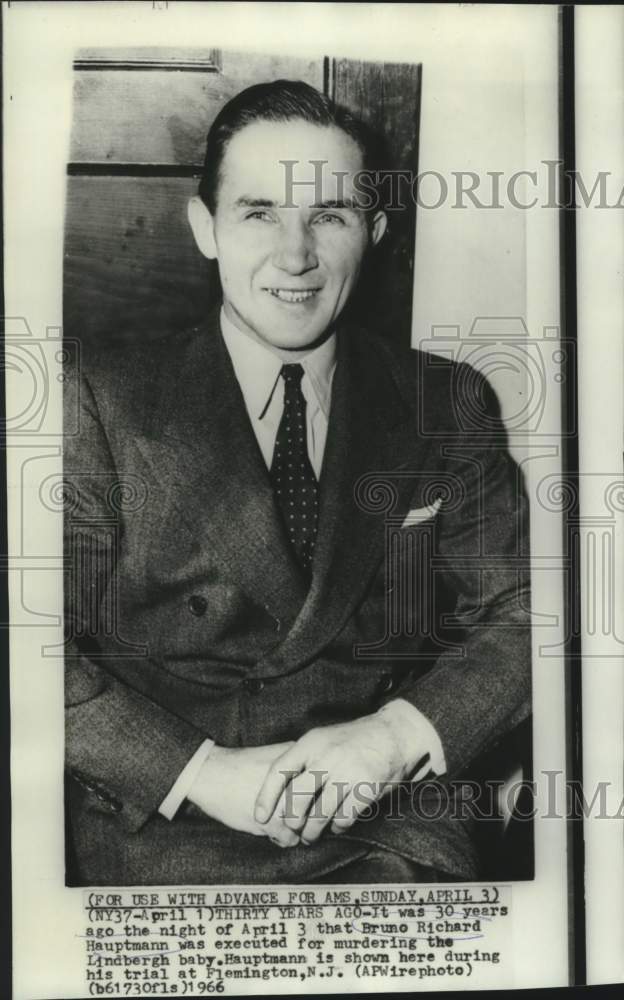 1966 Press Photo Bruno Richard Hauptmann on trial for Lindbergh baby murder.