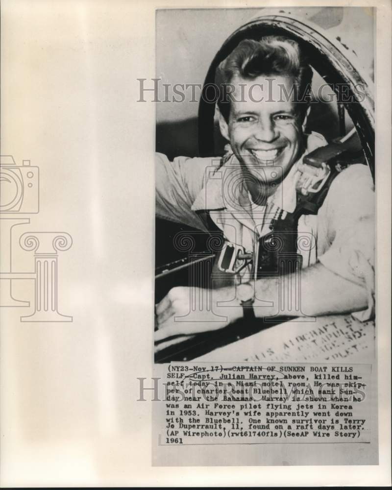 1953 Press Photo Captain Julian Harvey as Air Force pilot in Korea