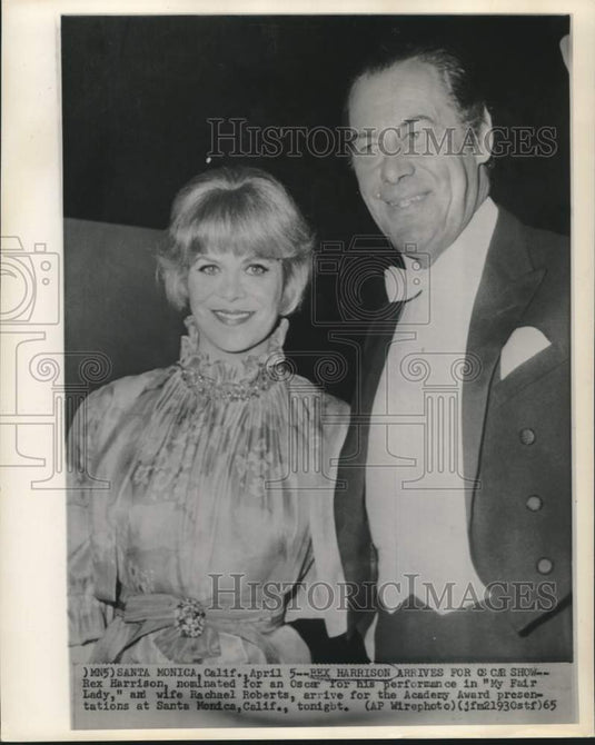 1965 Press Photo Rex Harrison & wife Rachel Roberts at Academy Awards in CA