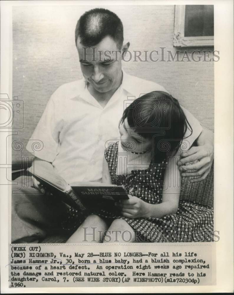 1960 Press Photo Jams Hames, Jr. of Richmond,VA show with daughter, Carol