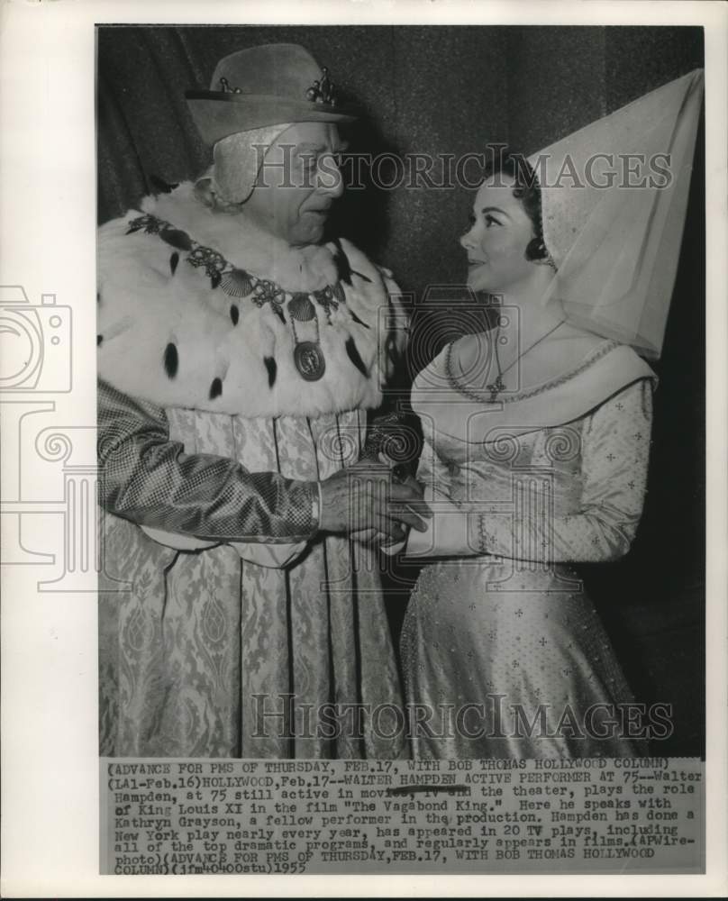 1955 Press Photo Walter Hamden and Kathryn Grayson star in "The Vagabond King"