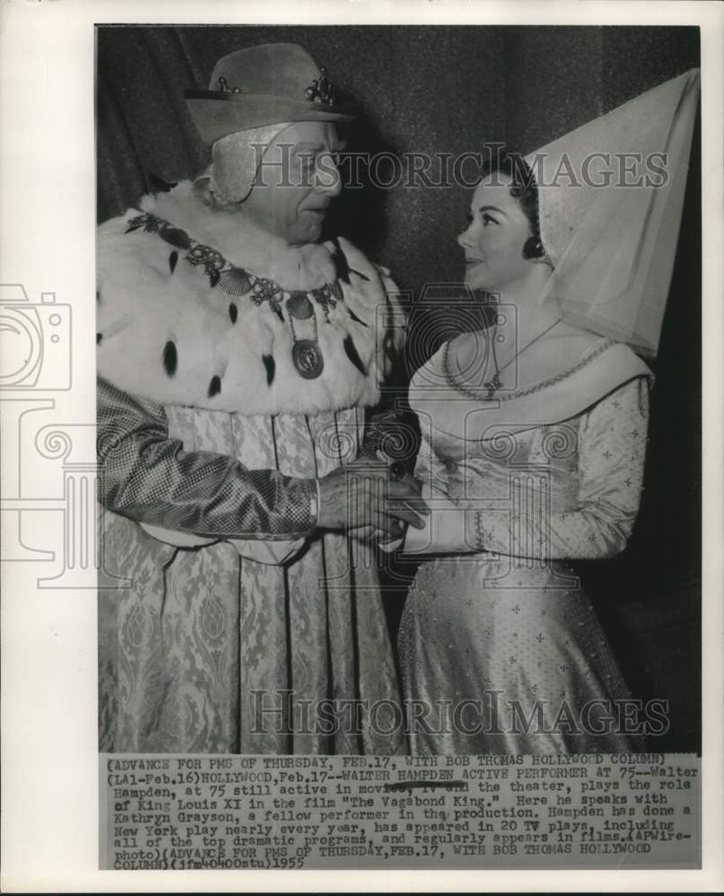 Load image into Gallery viewer, 1955 Press Photo Walter Hamden and Kathryn Grayson star in "The Vagabond King"
