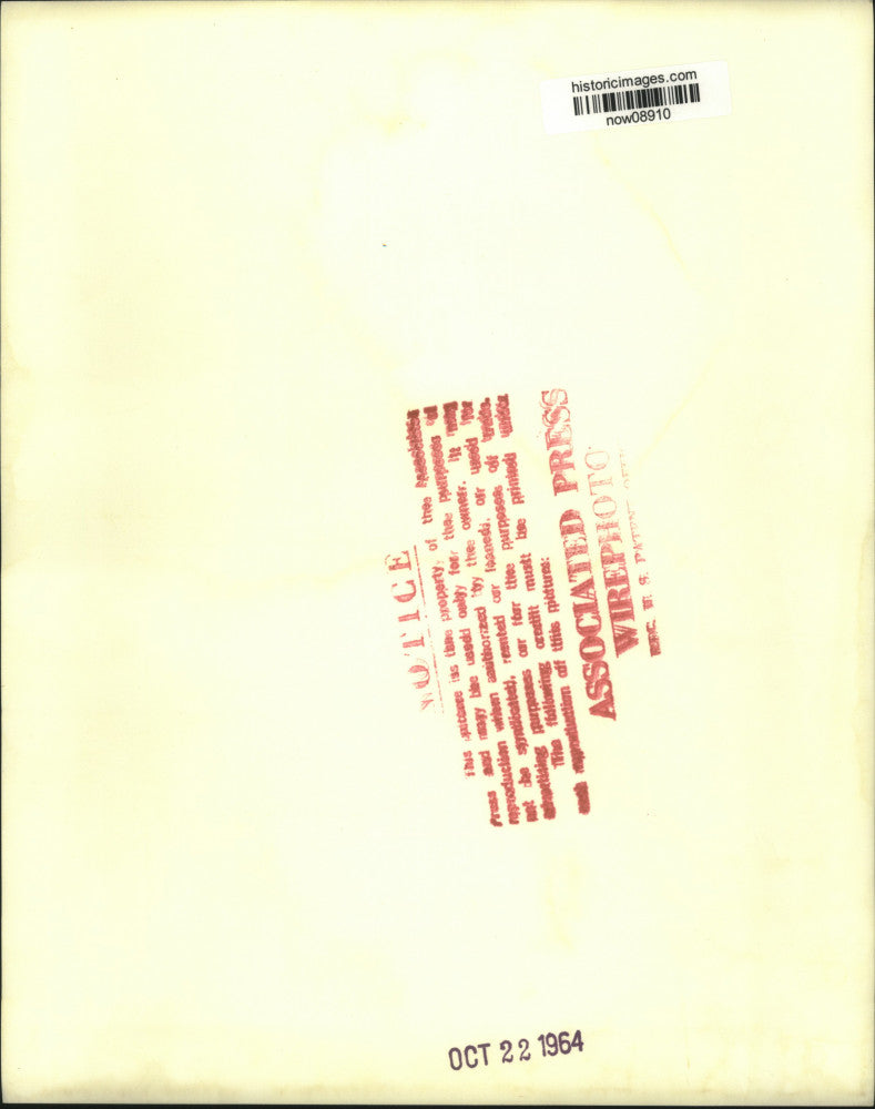 1964 Press Photo Mrs. Barry Goldwater in front of her husband's photograph in NY