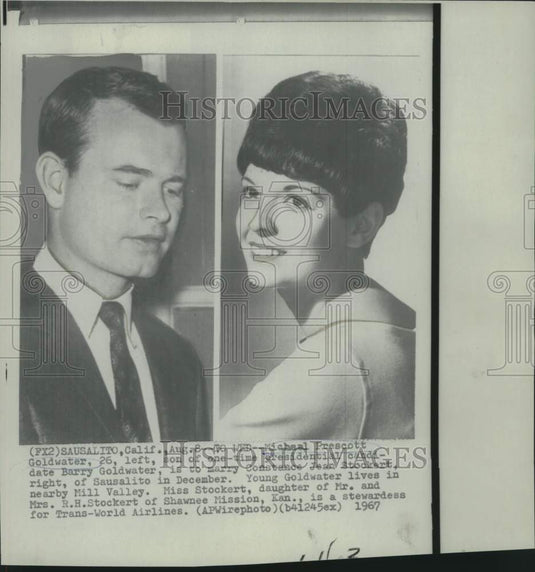 1967 Press Photo Michael Goldwater and Constance Stockert to wed in December