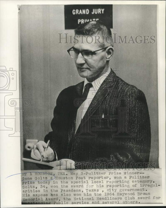 1965 Press Photo Gene Goltz, Houston Post reporter wins Pulitzer Prize