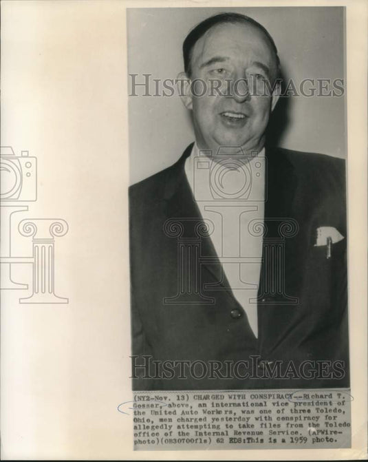 1959 Press Photo Richard T. Gosser, International Vice President of United Auto