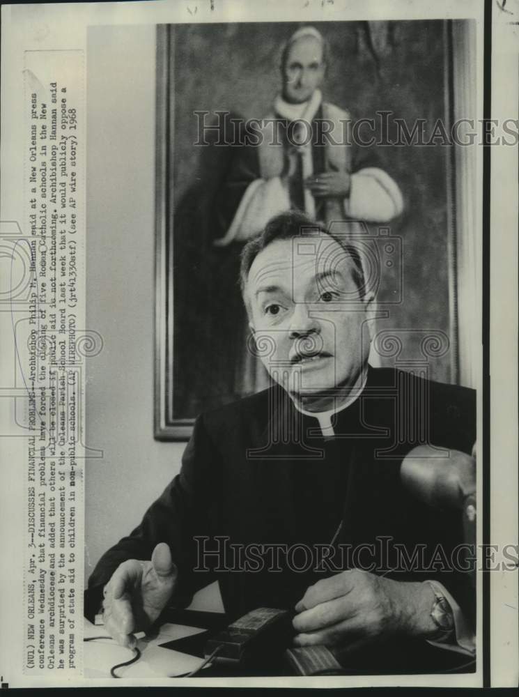 1968 Press Photo Archbishop Philip Hannan at New Orleans news conference