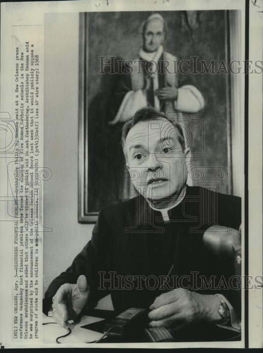 1968 Press Photo Archbishop Philip Hannan at New Orleans news conference