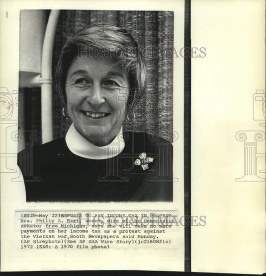 1970 Press Photo Mrs. Philip A. Hart, wife of Michigan senator - now09057
