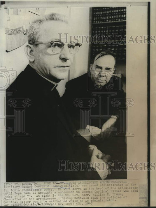 1967 Press Photo Auxiliary Bishop Gottwald & Rev. Msgr. Drumm in St. Louis, MO