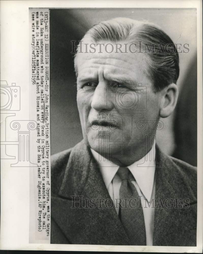 1956 Press Photo Sir John Harding, British military Governor of Cyprus.