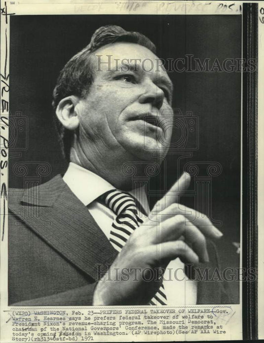 1971 Press Photo Governor Hearnes at Governors' opening session in Washington