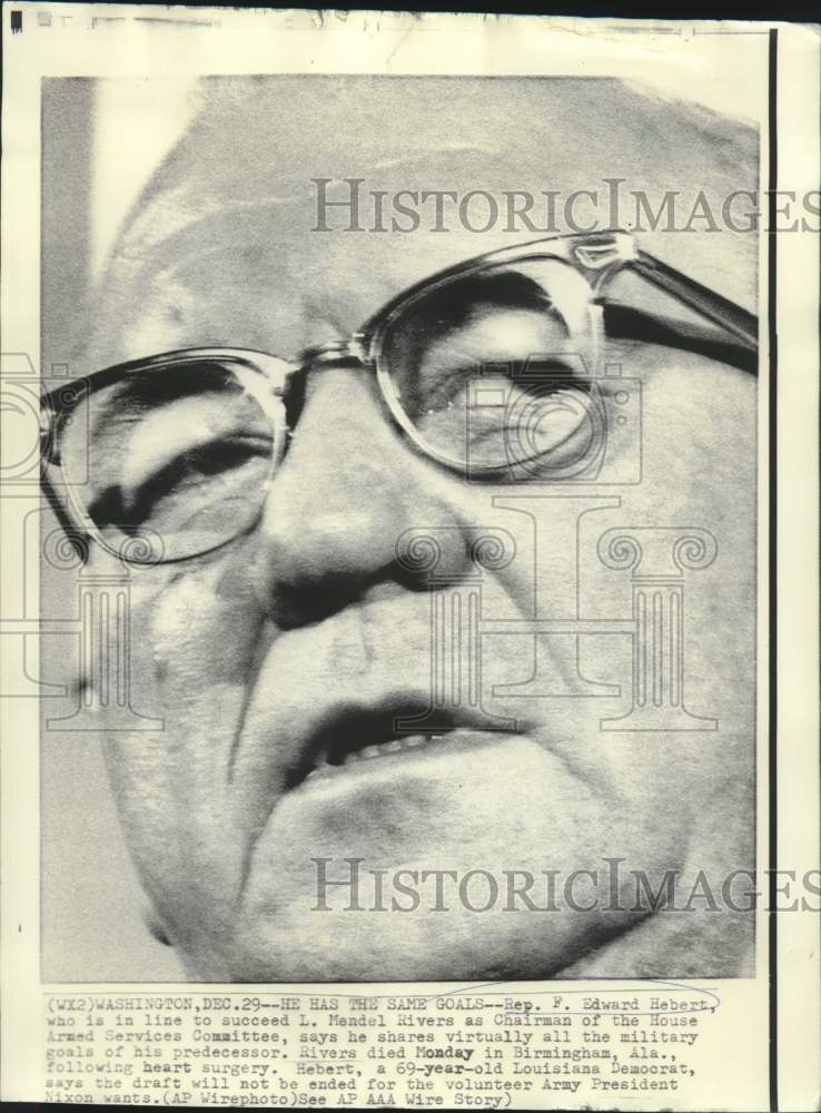 1970 Press Photo Representative Edward Herbert, Chairman of House Armed Services