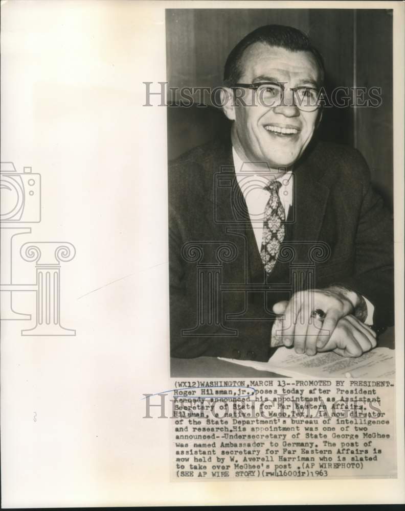 Load image into Gallery viewer, 1963 Press Photo Roger Hilsman Assistant Secretary of State Far Eastern Affairs
