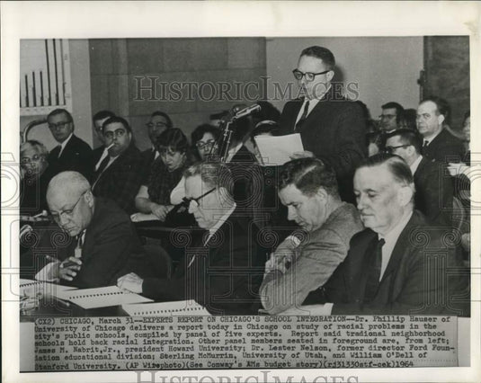 1964 Press Photo Dr. Phillip Hauser & others study school racial problems