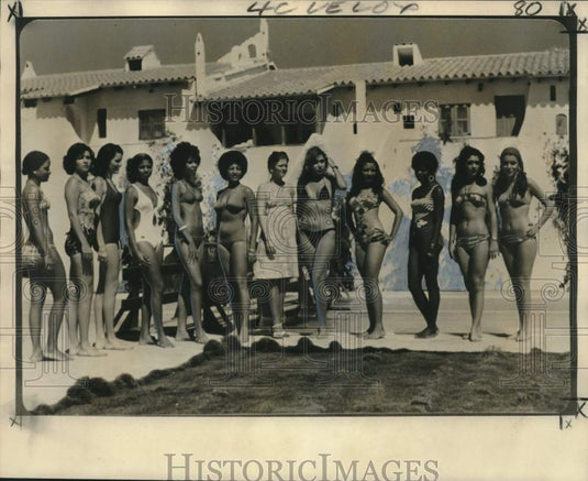 1975 Press Photo Taylor Harding, Miss New Orleans, (sun dress) & others