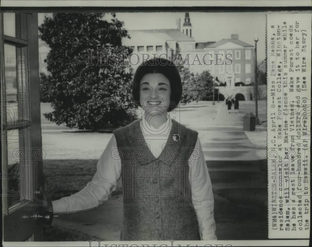 1967 Press Photo Dana Hanna, residence counselor at Wake Forest College