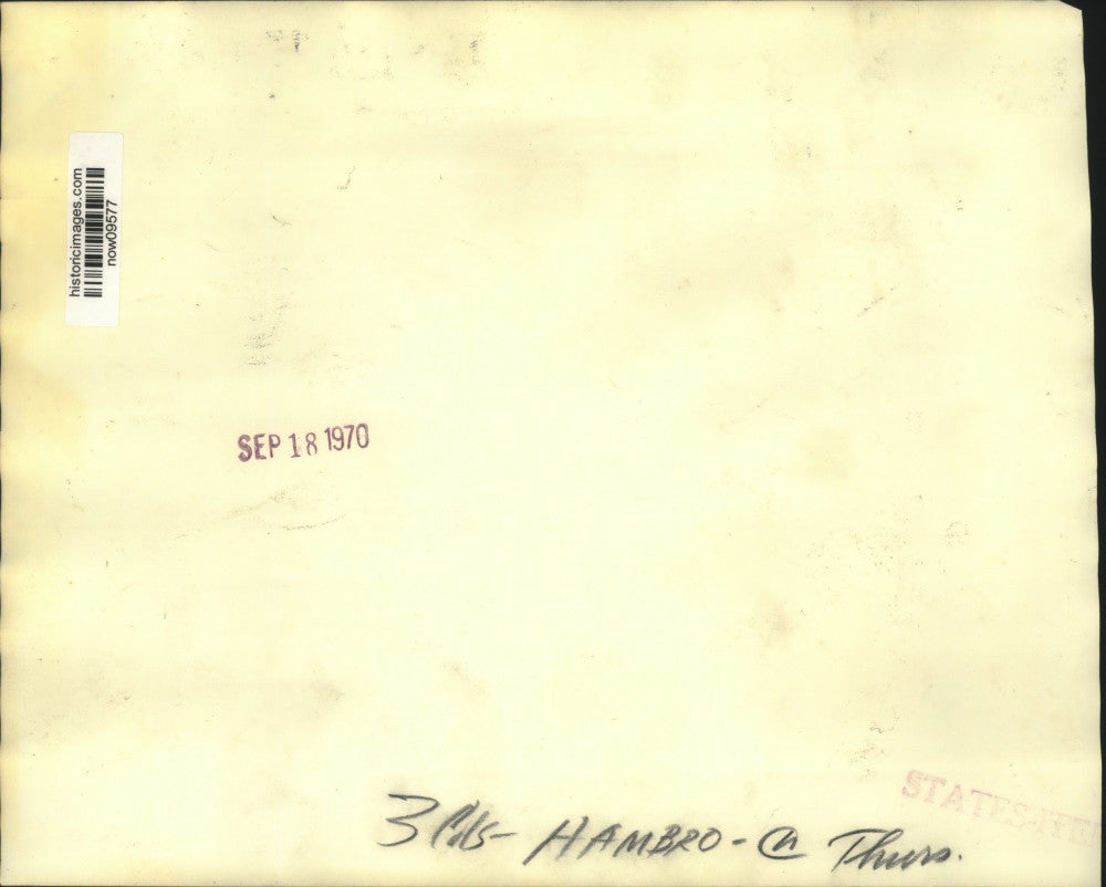 1970 Press Photo Edvard Hambro shakes hands with Angie Brooks at United Nations