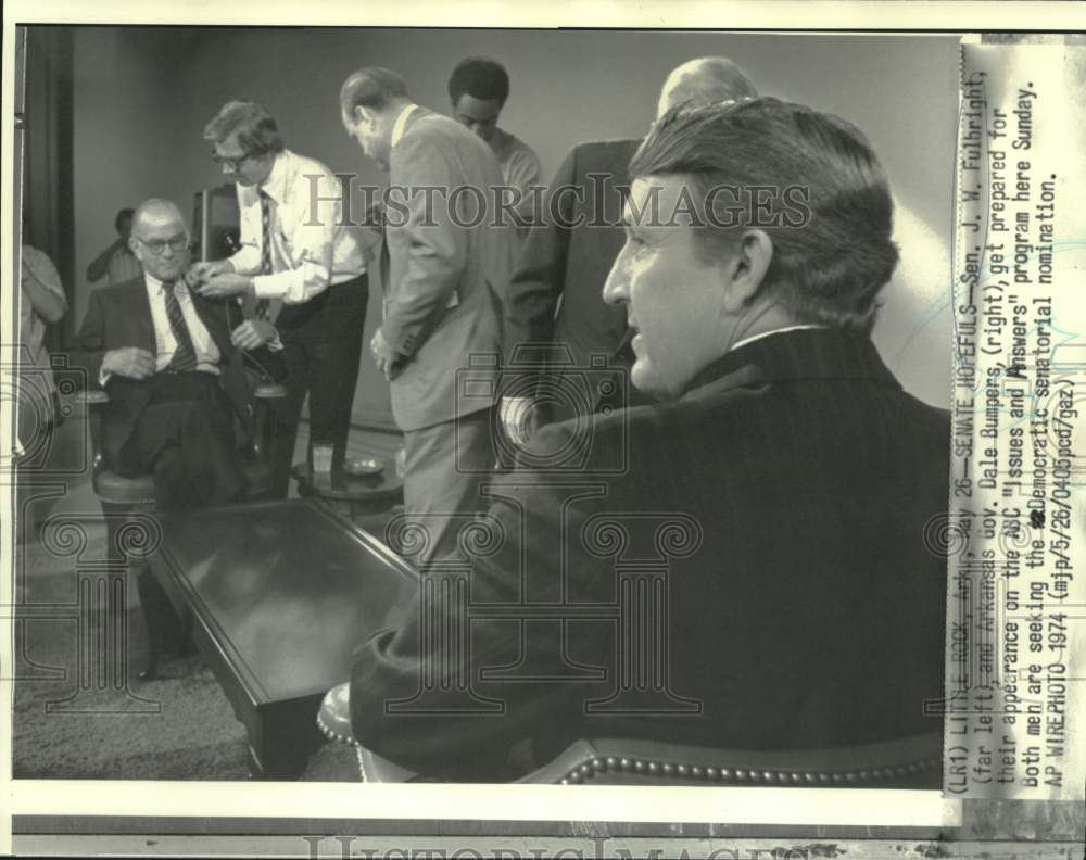 1974 Press Photo Senator Fulbright &amp; Governor Bumpers on &quot;Issues and Answers&quot;