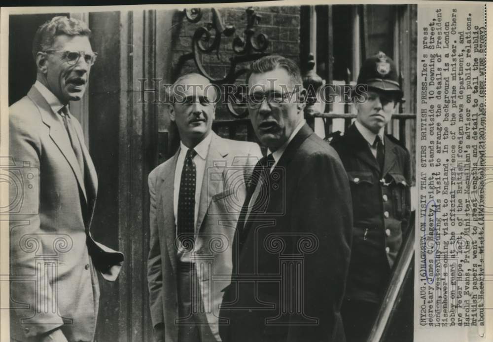 1959 Press Photo White House Press Secretary Hagerty &amp; others at 10 Downing St.