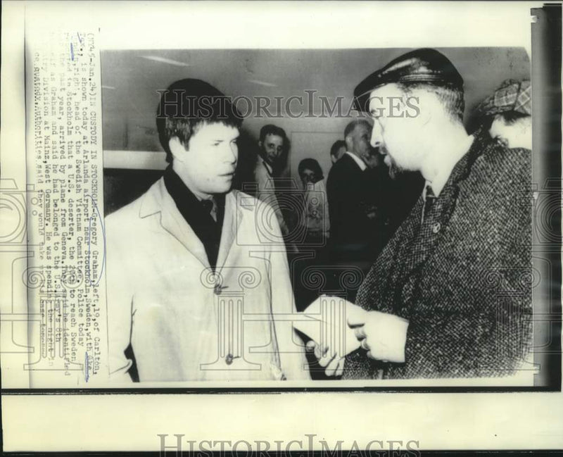 Load image into Gallery viewer, 1968 Press Photo Gregory Graham at Arlanda Airport near Stockholm, Sweden
