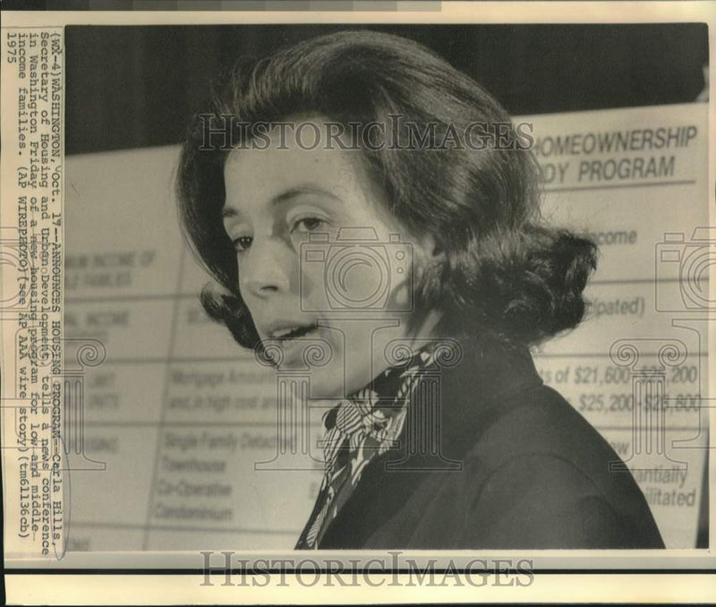 Load image into Gallery viewer, 1975 Press Photo Housing Secretary Carla Hills at news conference in Washington
