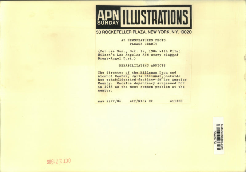 Load image into Gallery viewer, 1986 Press Photo Julia Hillsman outside her rehabilitation center in California
