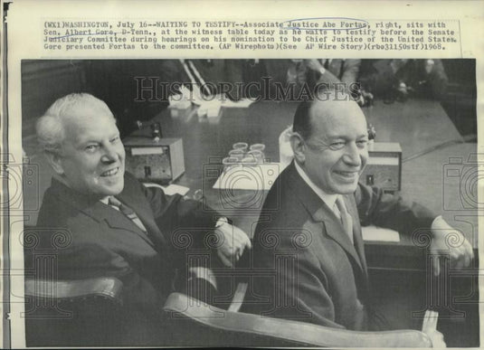 1968 Press Photo Justice Fortas with Senator Albert Gore at Senate Judiciary