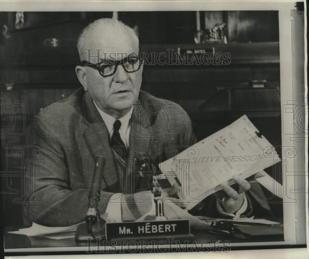 1966 Press Photo Representative Edward Hebert holds testimony at news conference