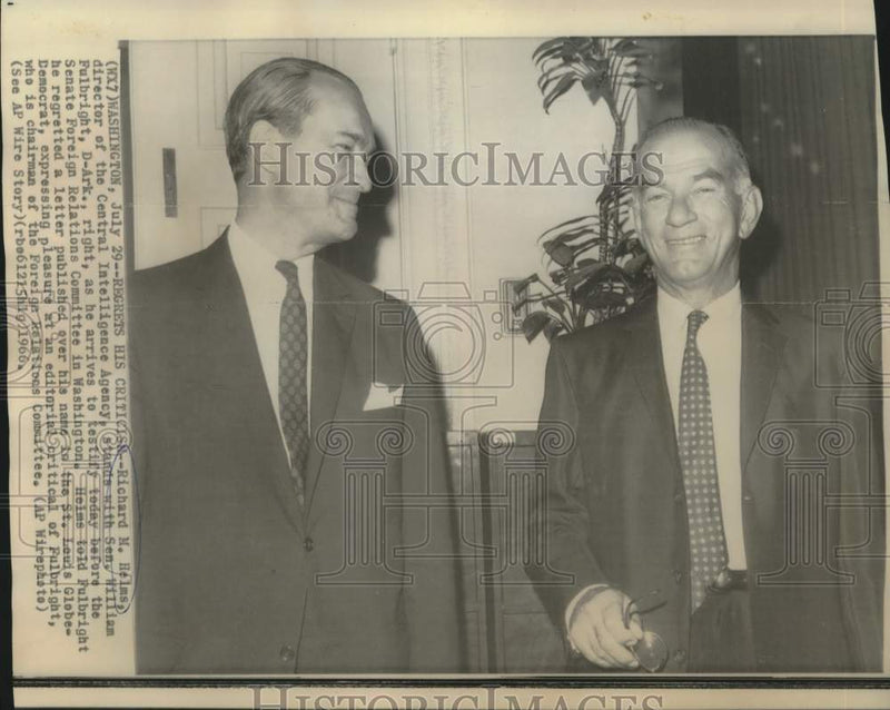 Load image into Gallery viewer, 1966 Press Photo CIA Director Richard Helms with Senator Fulbright in Washington
