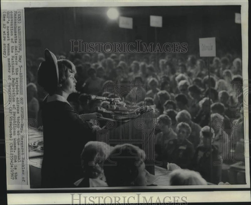 Load image into Gallery viewer, 1967 Press Photo Representative Margaret Heckler addresses GOP women
