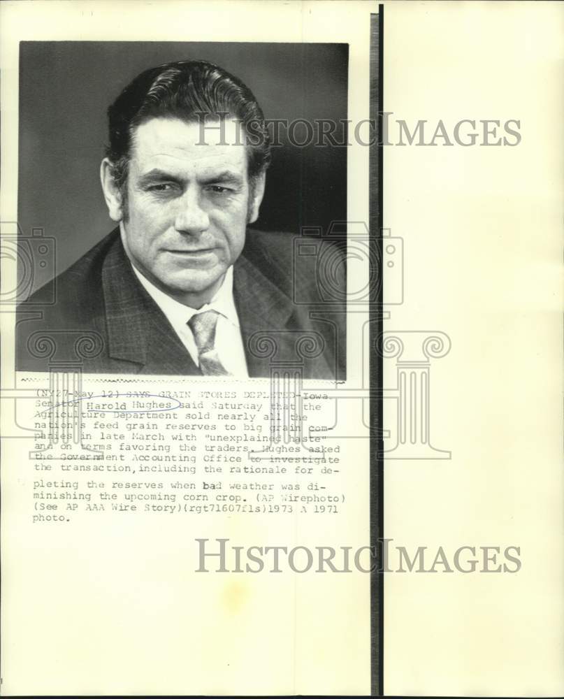 1971 Press Photo Senator Harold Hughes, Iowa Democratic - now10276