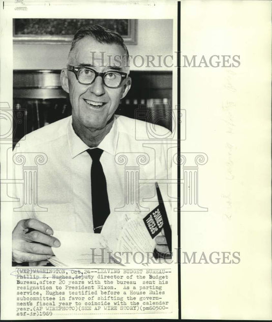 1969 Press Photo Phillip S. Hughes, Deputy Director of Budget Bureau - now10361