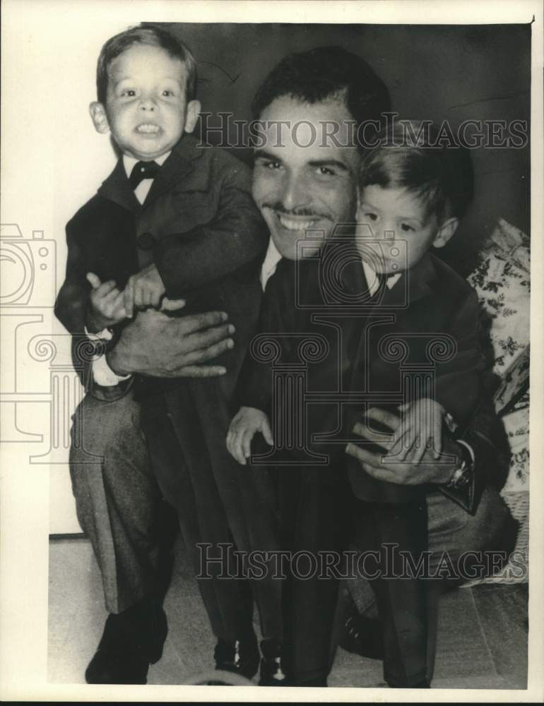 1966 Press Photo Jordon's King Hussein and sons, Abdullah and Feisal.