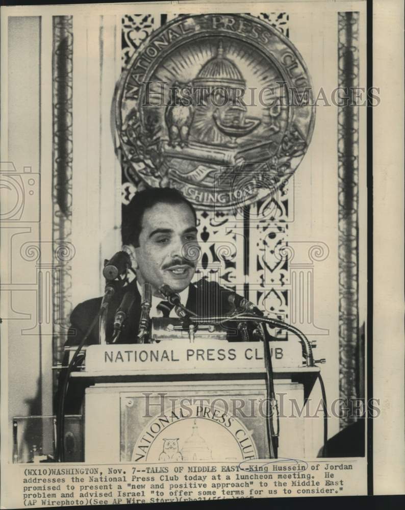 1967 Press Photo King Hussein addresses National Press Club in Washington