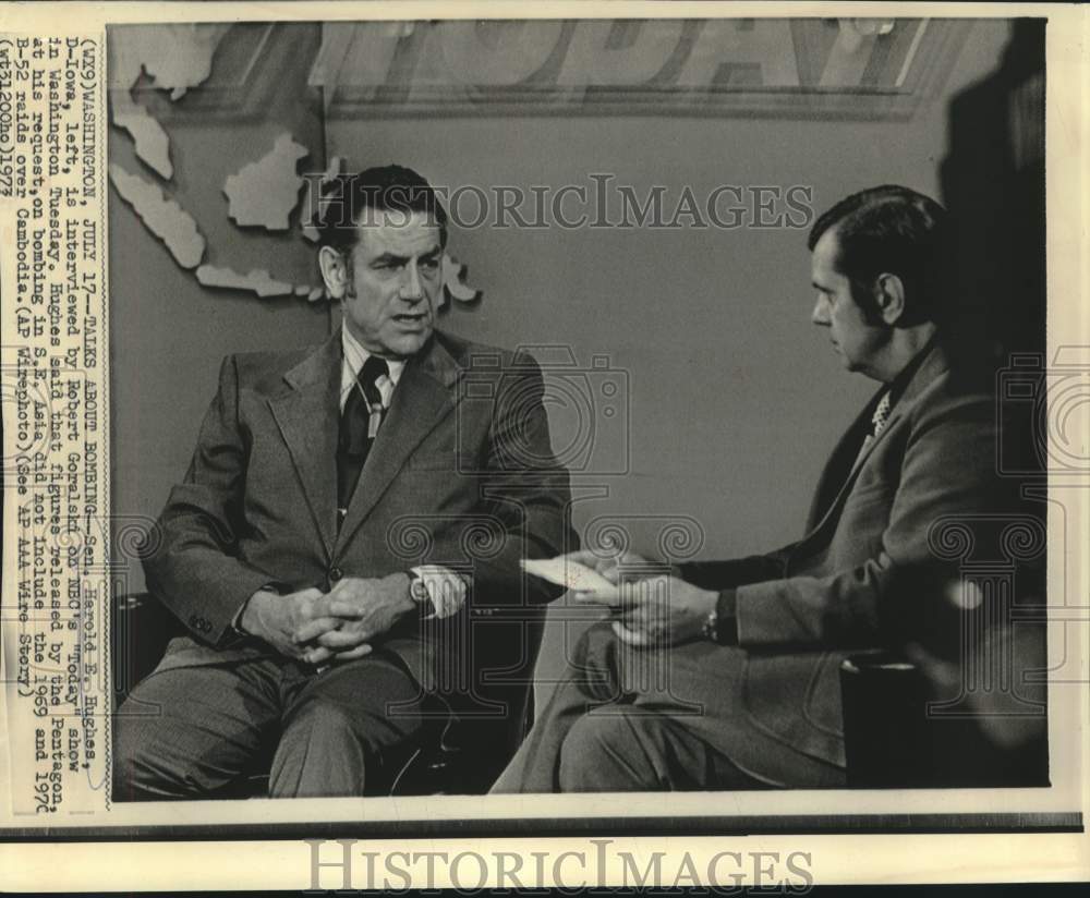 1973 Press Photo Senator Hughes, D-IA interviewed on &quot;Today&quot; show by Goralski