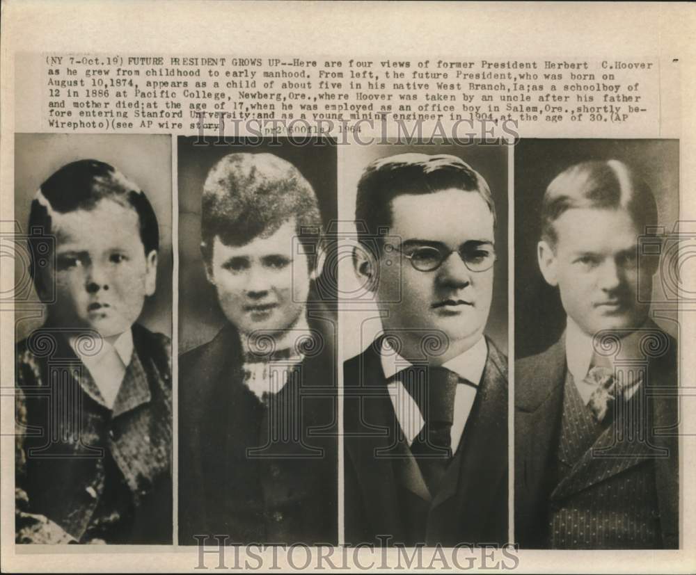 Press Photo Photos of former President Herbert Hoover from childhood to manhood