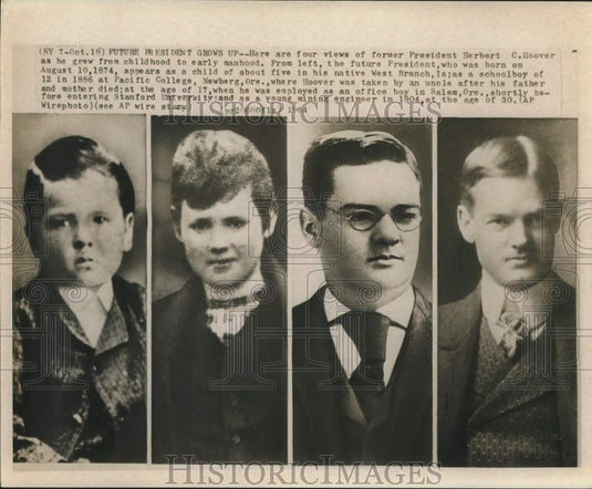 Press Photo Photos of former President Herbert Hoover from childhood to manhood