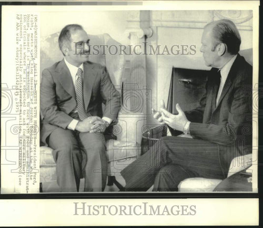 1975 Press Photo Jordan's King Hussein and President Ford at White House