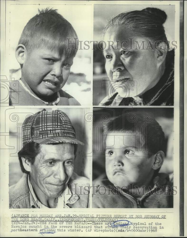 Load image into Gallery viewer, 1968 Press Photo Navajos caught in blizzard on Arizona reservation - now11527
