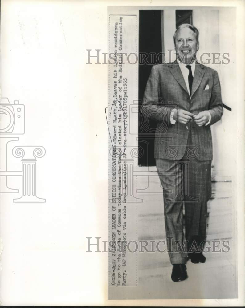 1965 Press Photo Edward Heath leaves residence in London for House of Commons