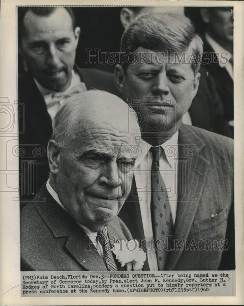 Load image into Gallery viewer, 1960 Press Photo Luther Hodges and President-elect Kennedy at press conference
