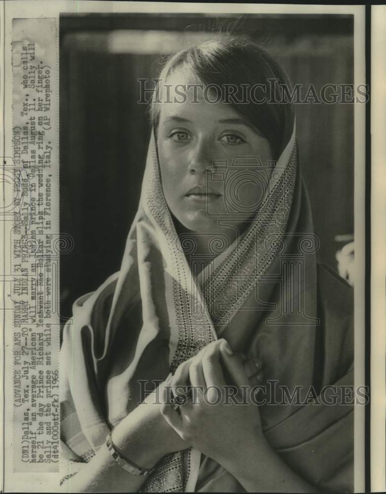 Load image into Gallery viewer, 1966 Press Photo Sally Budd of Texas will marry Indian Prince Richard Rolkar.
