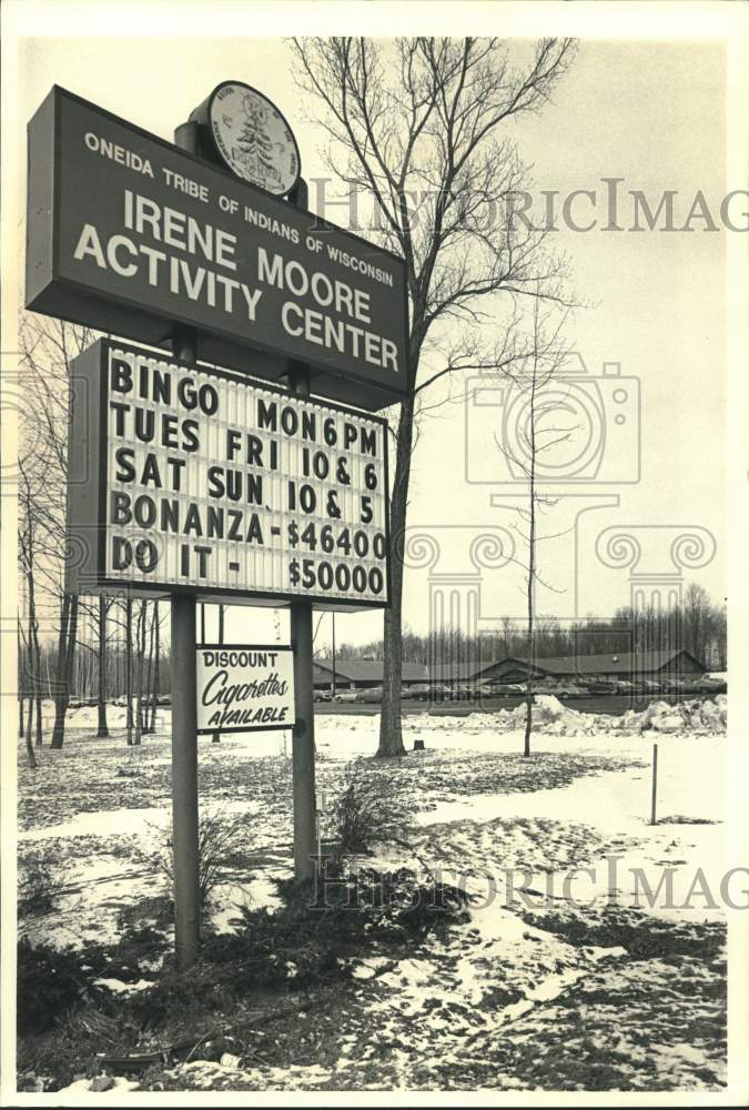 1987 Press Photo Irene Moore Activity Center, bingo hall, on Oneida Reservation