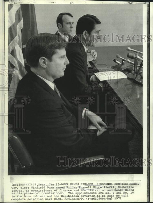 1971 Press Photo Governor-elect Dunn names Russell Hippe and Beard to cabinet