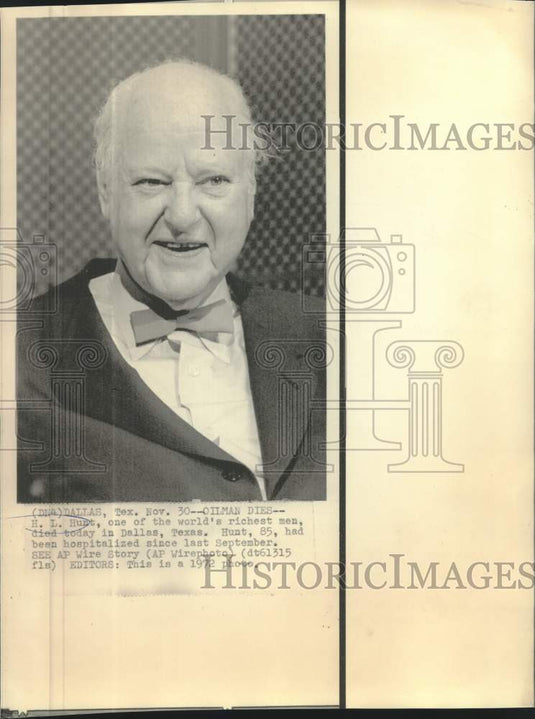 1972 Press Photo H.L. Hunt, one of world's richest man - now11941