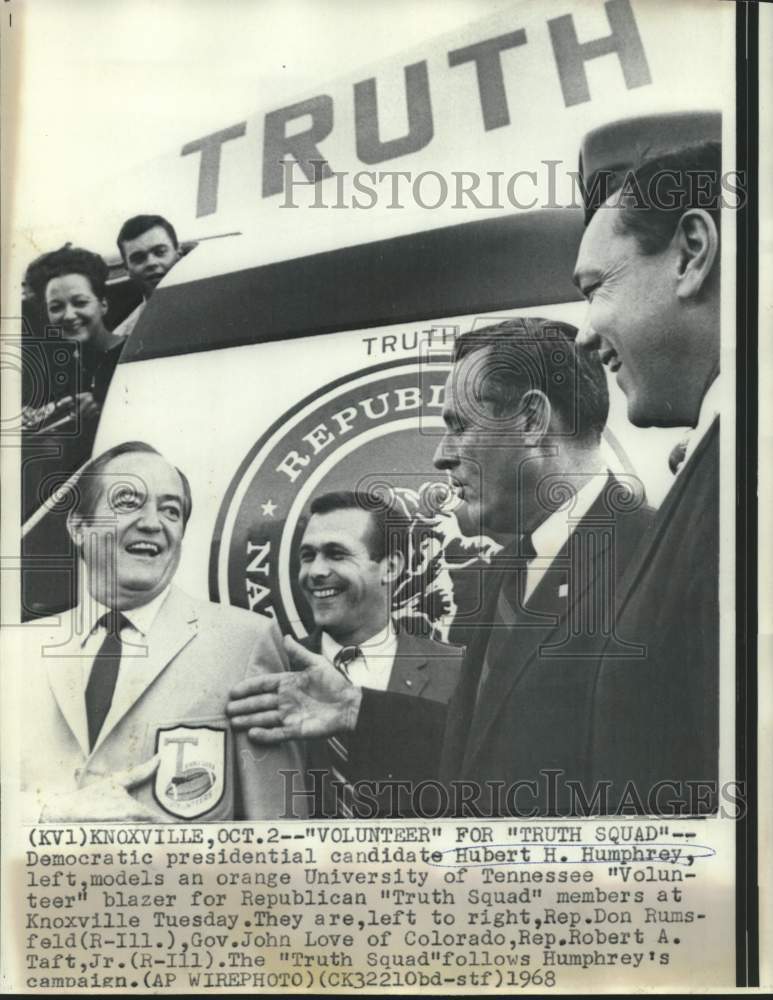 1968 Press Photo Presidential candidate Humphrey and others in Knoxville, TN