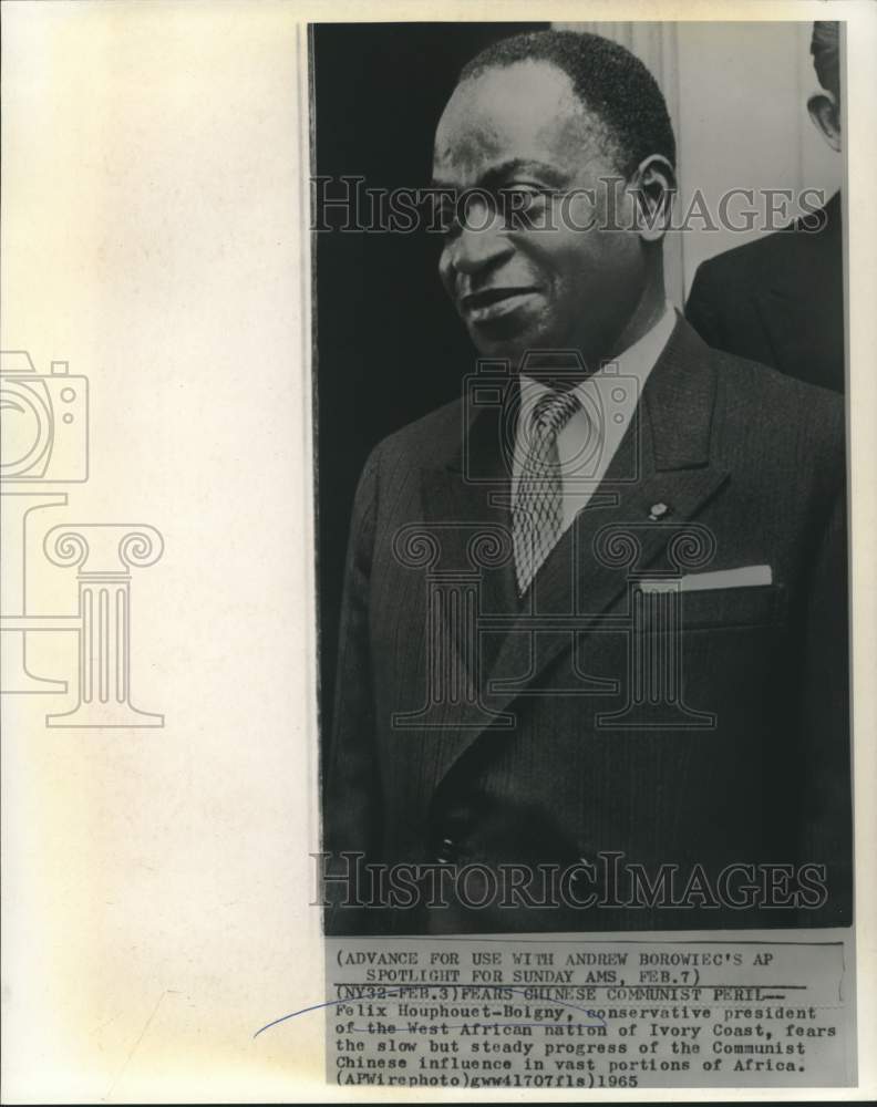 1965 Press Photo Felix Houphouet-Bolgny President of West African's Ivory Coast