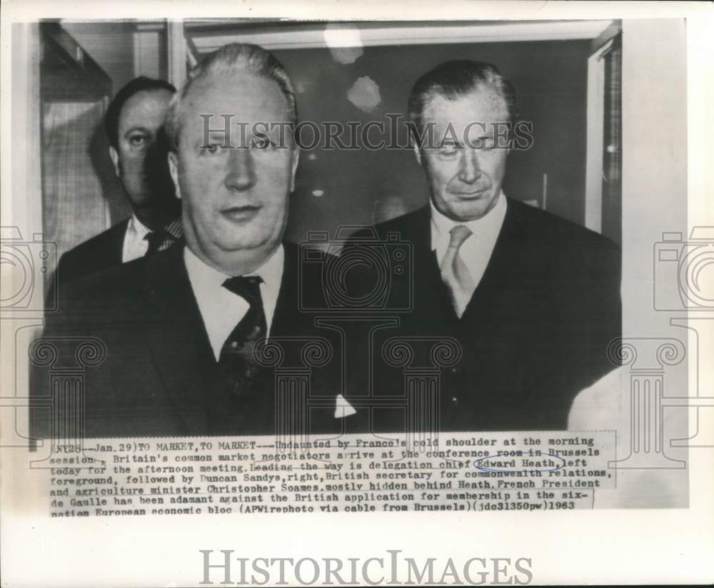 1963 Press Photo Edward Heath and other attend common market Brussels&#39; meeting