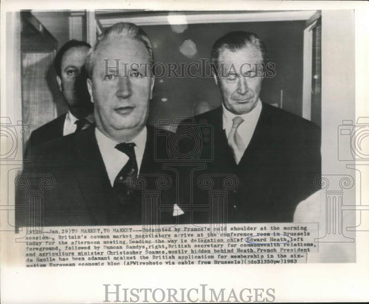 1963 Press Photo Edward Heath and other attend common market Brussels' meeting